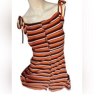Topshop Ribbed Orange Black Sheath Mini Dress